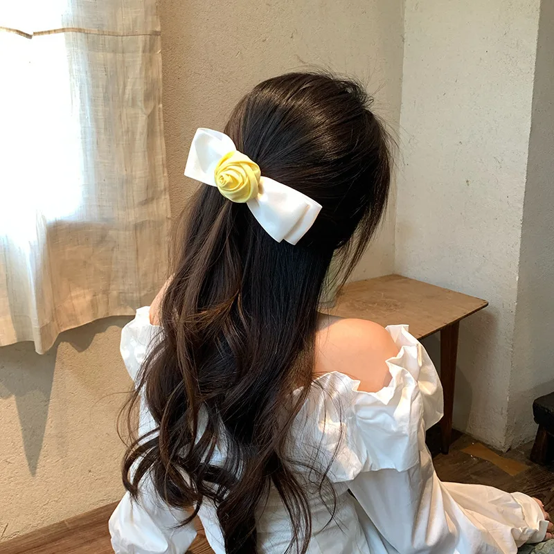 

Korean Hair Accessories Handcrafted 3D Rose Flower Hair Clip - Elegant Stylish Women's Fashion Hairpin Chic hair ties