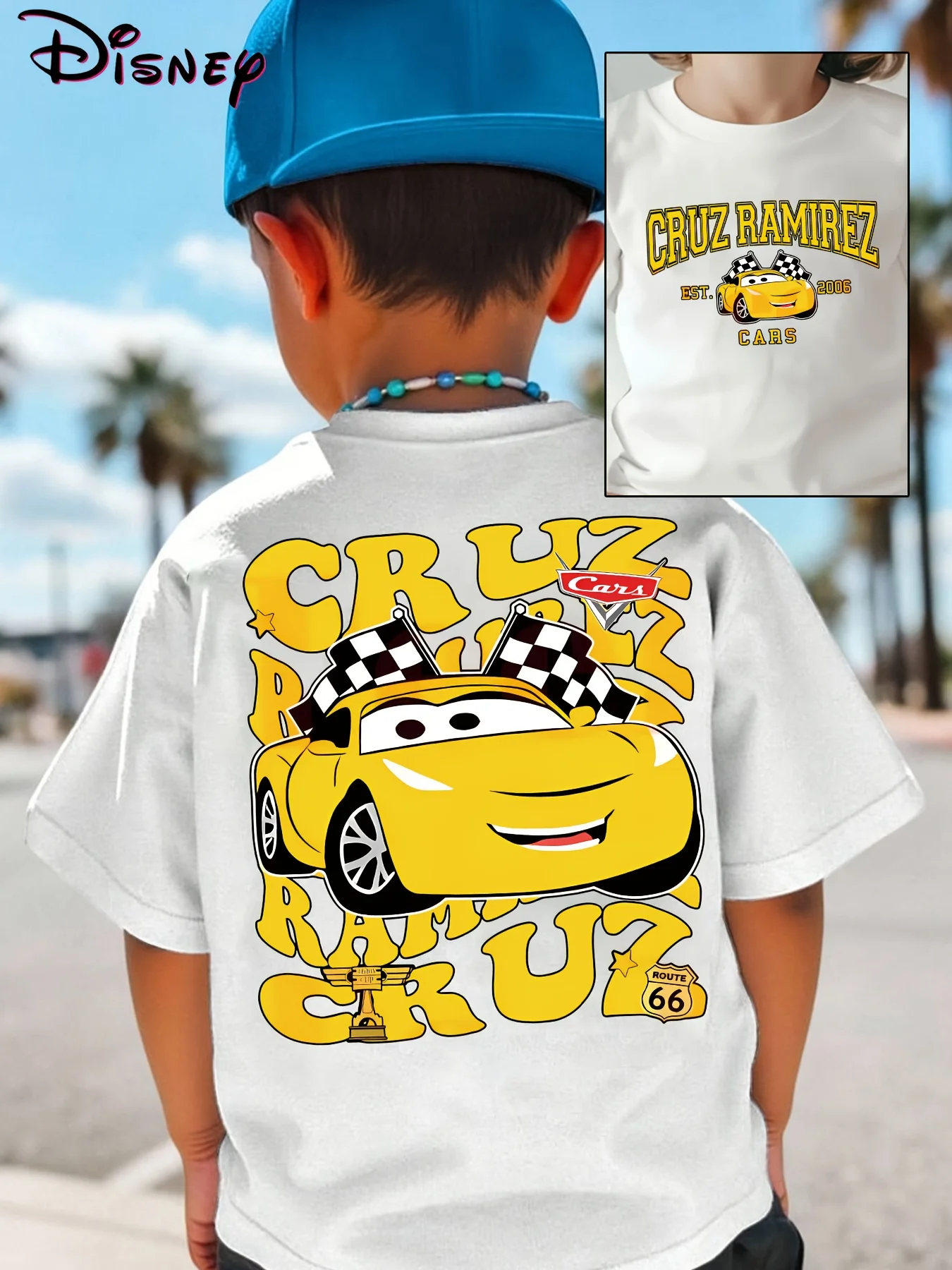 

2025 New Disney Printed Children's Street Fashion Trend Short Sleeve Pure Cotton Round Neck T-shirt