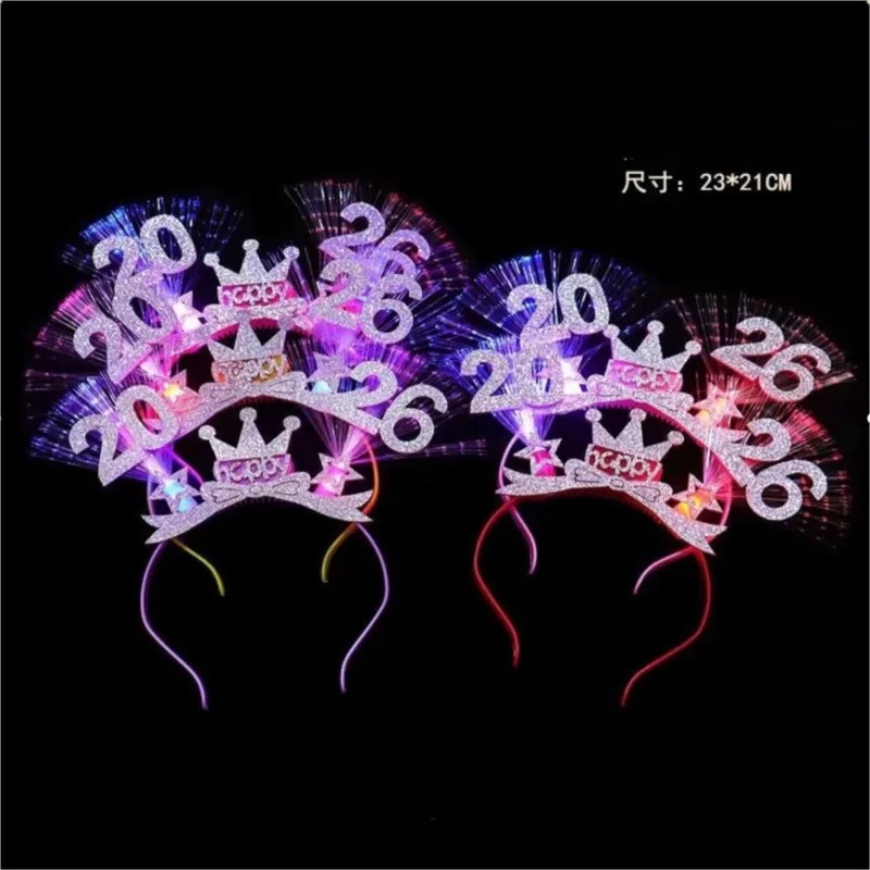2026 Nuove fasce per capelli in fibra ottica digitale LED lampeggiante Concerto incandescente Copricapo Evento di Capodanno Atmosfera Bar Puntelli Forniture