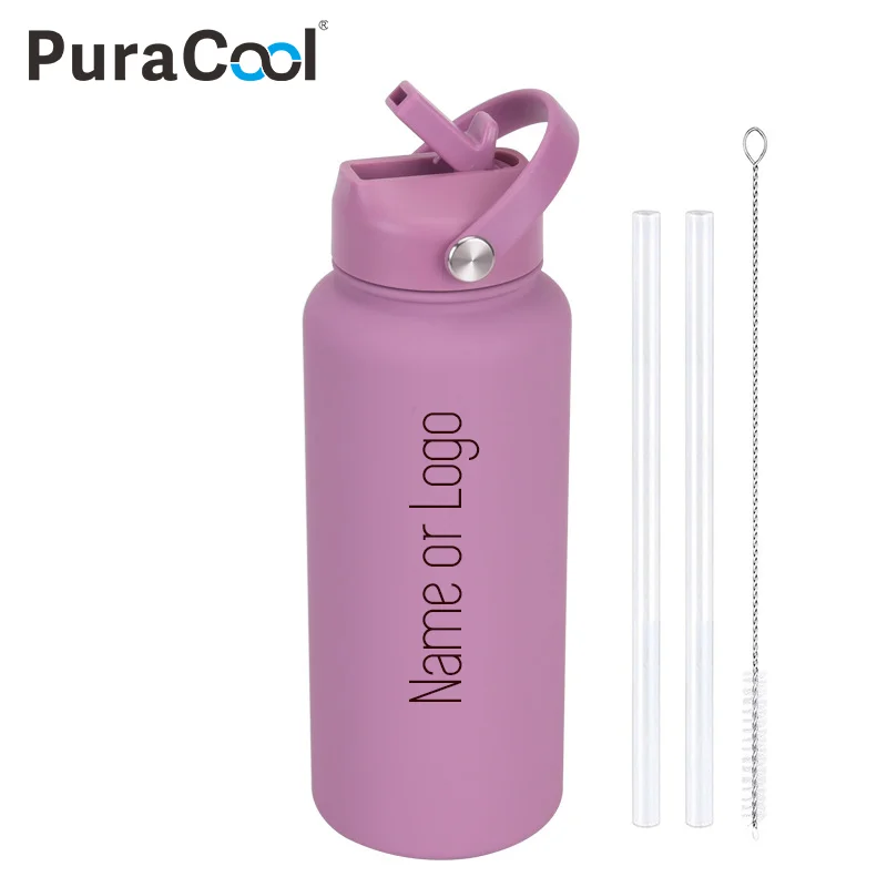 

1000ml 32oz Personalized Water Bottle Tumbler Flask with Straw Customized Gift