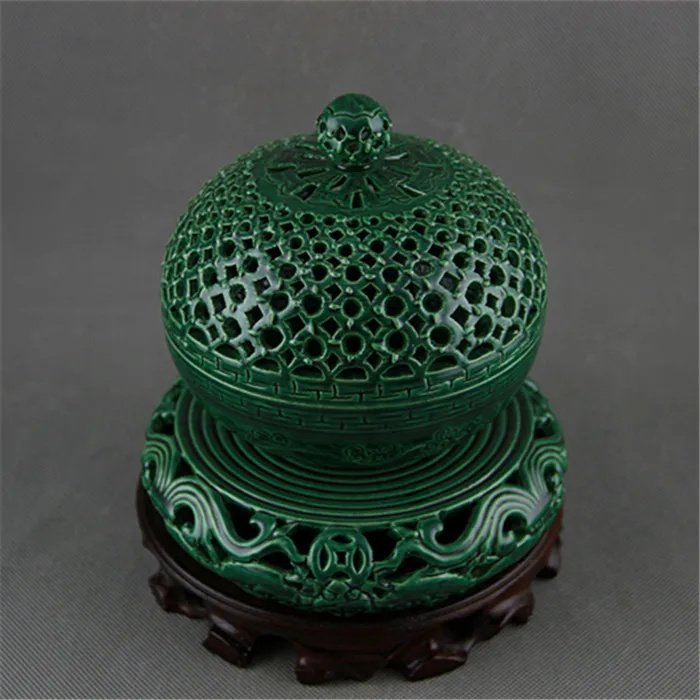 China Green Glaze Porcelain Censer Qing Qianlong Hollow Out Incense Burner 7.5