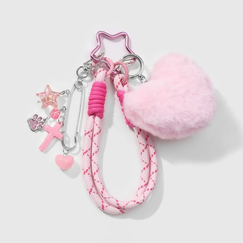 Bow Cute Plush Keychain Pearl Sweet And Lovely Backpack Hanging Ornaments Pink Hand-Beaded Car keychain All-match