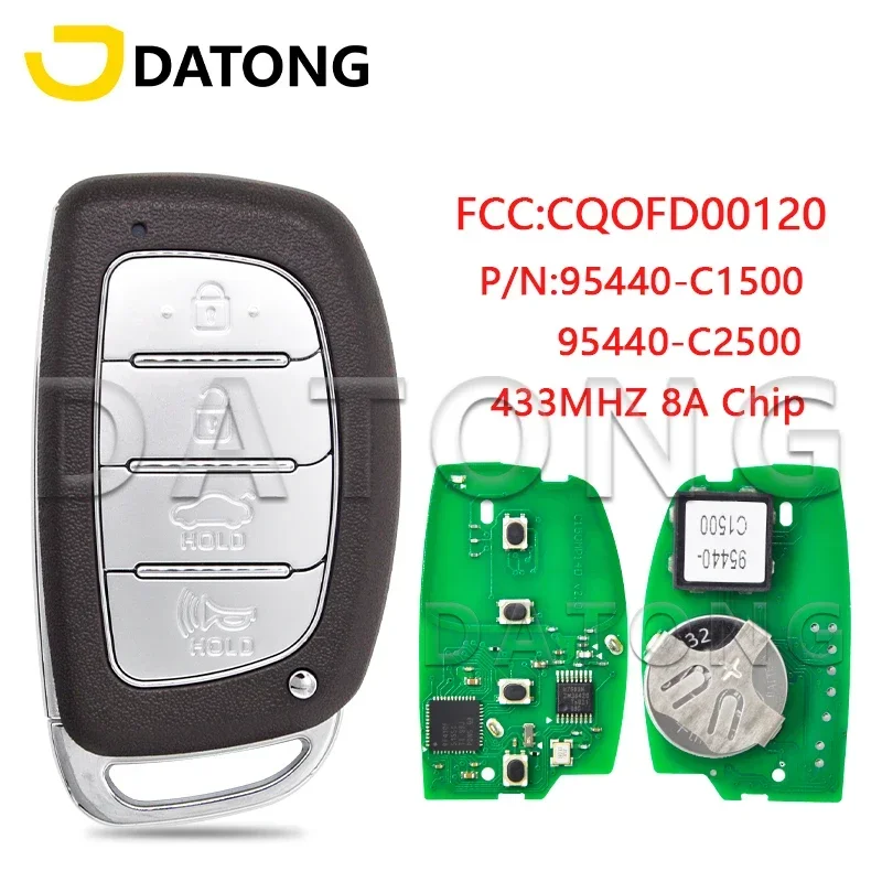 Datong World Car Remote Control Key For Hyundai Sonata 2017-2019 8A Chip 433.92 FSK CQOFD00120 95440-C1500 Promixity Smart Card