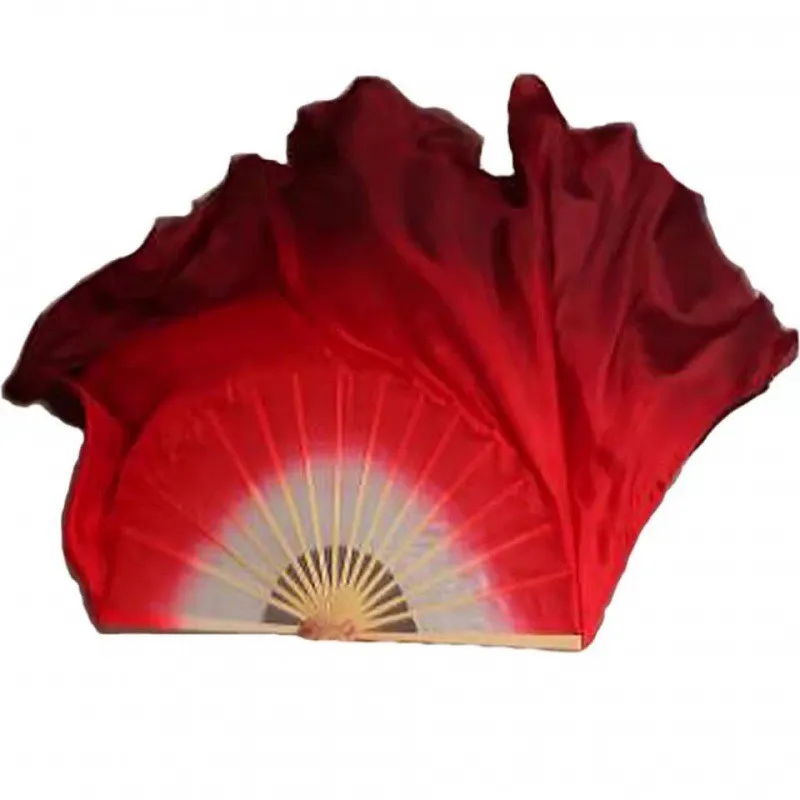 Imitation Silk Dance Fan for Adult, Lengthened Square, Twisted Yangge, Big Red Reversed Double Sided