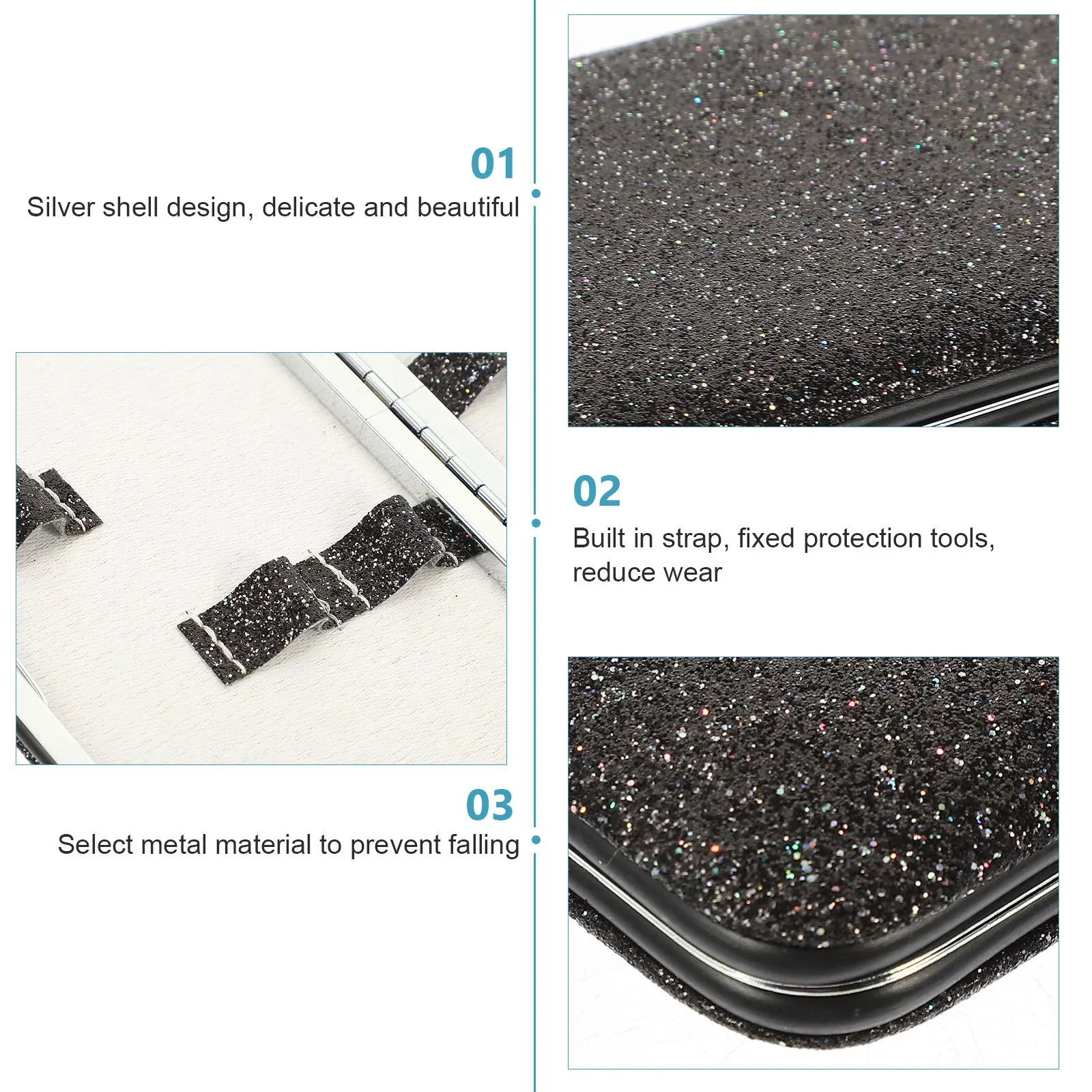 Scatola per pinzette per ciglia Custodia per strumenti per ciglia con design in tessuto con chiusura magnetica portatile premium per accessori per il trucco