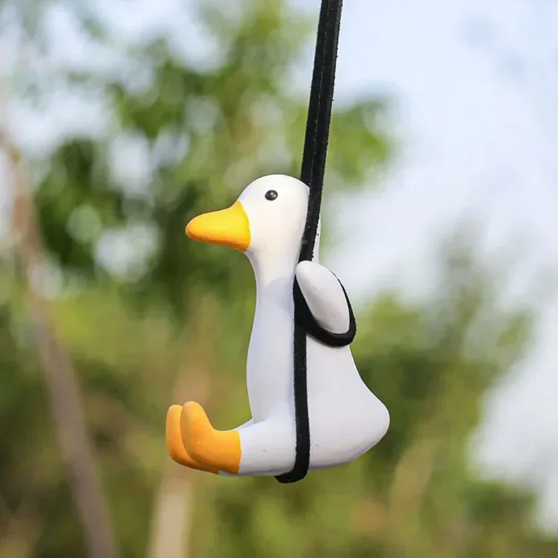 Car Perfume Plaster Cute Car Accessories Swing Duck Pendant Car Rearview Mirror Ornaments Birthday Gift Couple Accessories