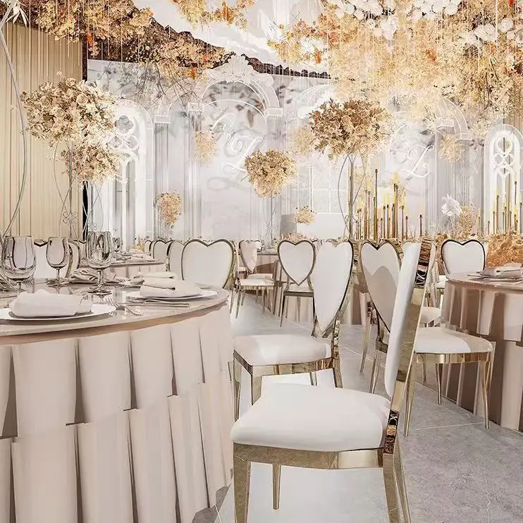 Hotel Banquet Chair Wedding Banquet Dining Table and Love Back Hotel Restaurant Universal Table and Chair Soft Bag B Chairs
