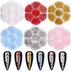 New Resin AB Pearl Beads Nail Flatback Half Round Pearls Mixed Size 2-6mm for Nail Art Supplies Decorations and DIY Craft Design