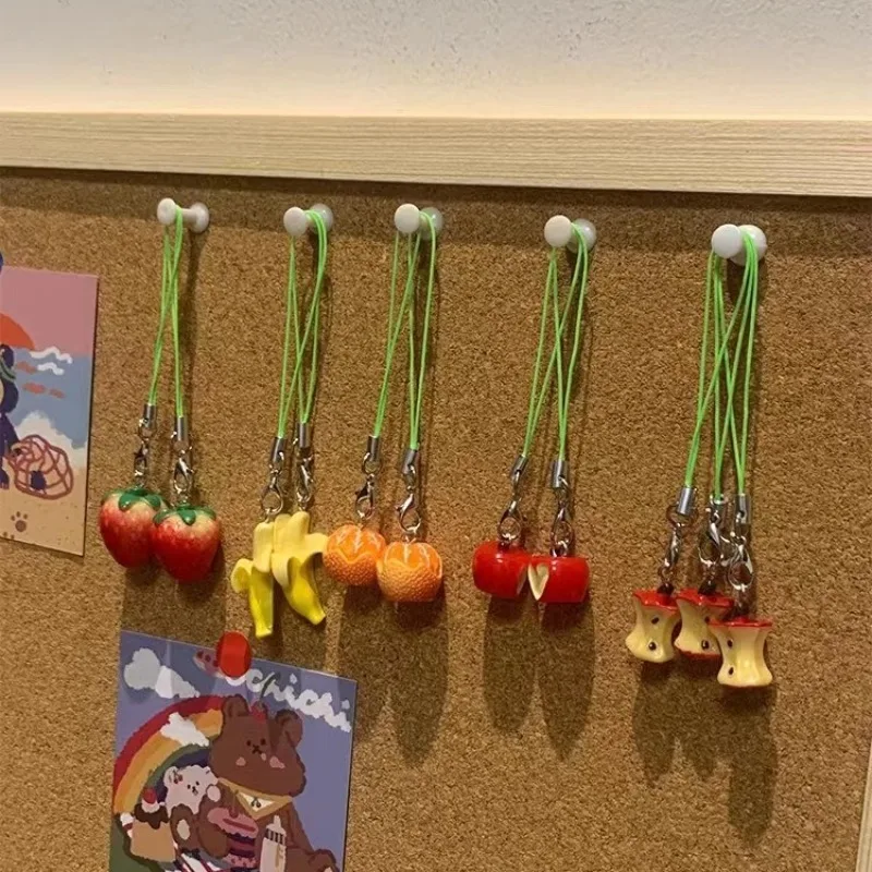 

1 Piece Ins Funny Fruit Phone Charm for Girl Creative Design Apple Strawberry Phone Lanyard Short Durable Kawaii Camera Pendant