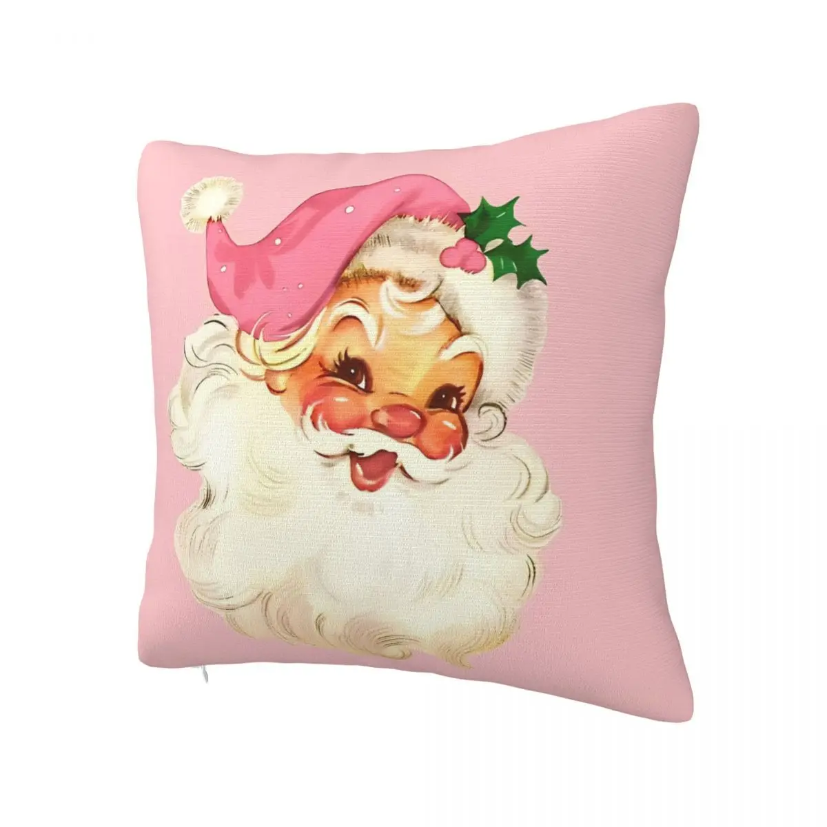 Retro Santa Claus Pink Christmas Pillowcase Double-sided Printing Cushion Cover Decorations Throw Pillow Case Cover Bed 40*40cm