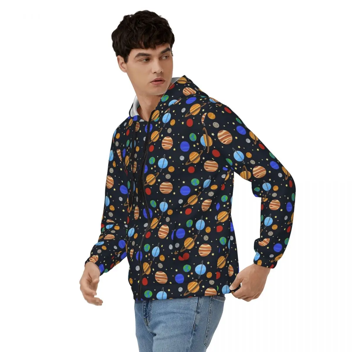 Solar System Zipper Hoodie Hip Hop Pullover Autumn Winter Men's Women's Sweatshirt Long Sleeve Tops