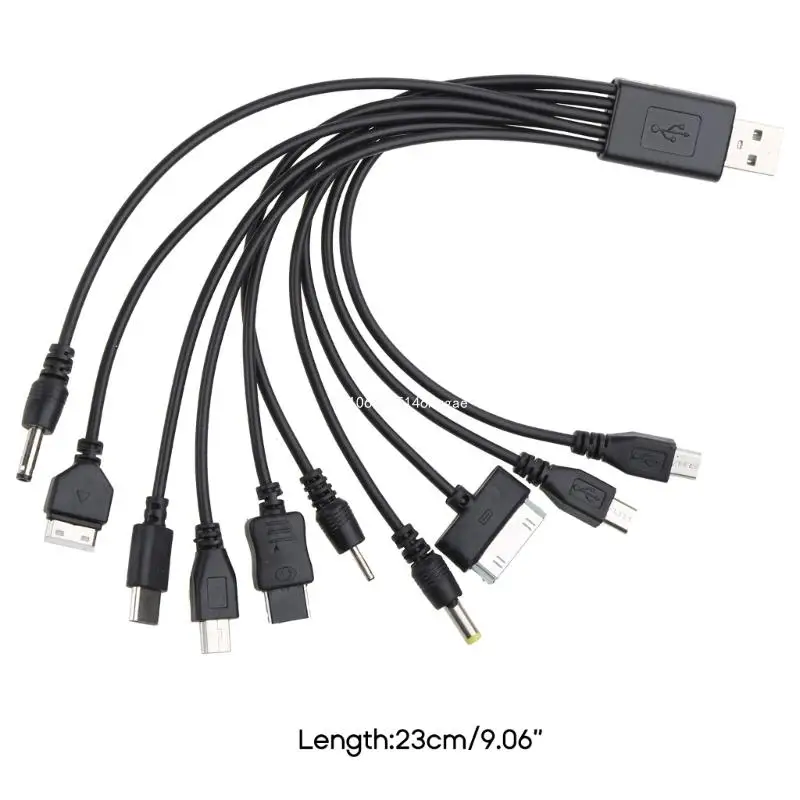 Universal USB To Multi Plug Cell Phone Charger Cable 10 in 1 USB Cable For Smartphone Charger Cable 20CM/7.87in