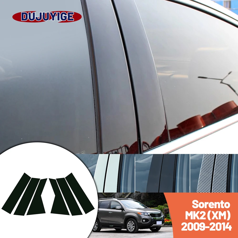 

Bright black carbon fiber door and window B C Pillar sticker suitable For Kia Sorento XM 2009-2014 2010 2011 2012 2013