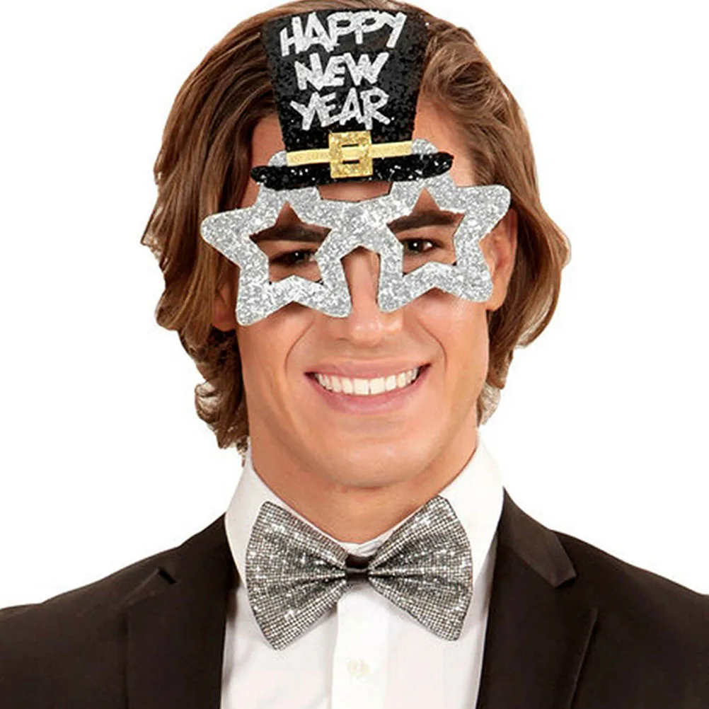 

4pcs New Year Glasses PVC Material Creative Glitter Appearance Accessories Festival Home Gathering nament