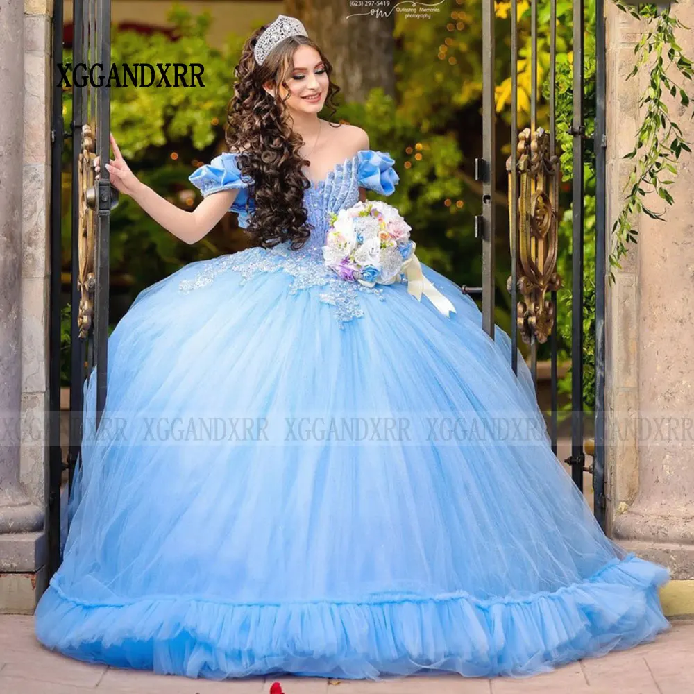 Sky Blue Ball Gown with Net Overlay: My Real Experience Wearing It for My  Quinceaera
