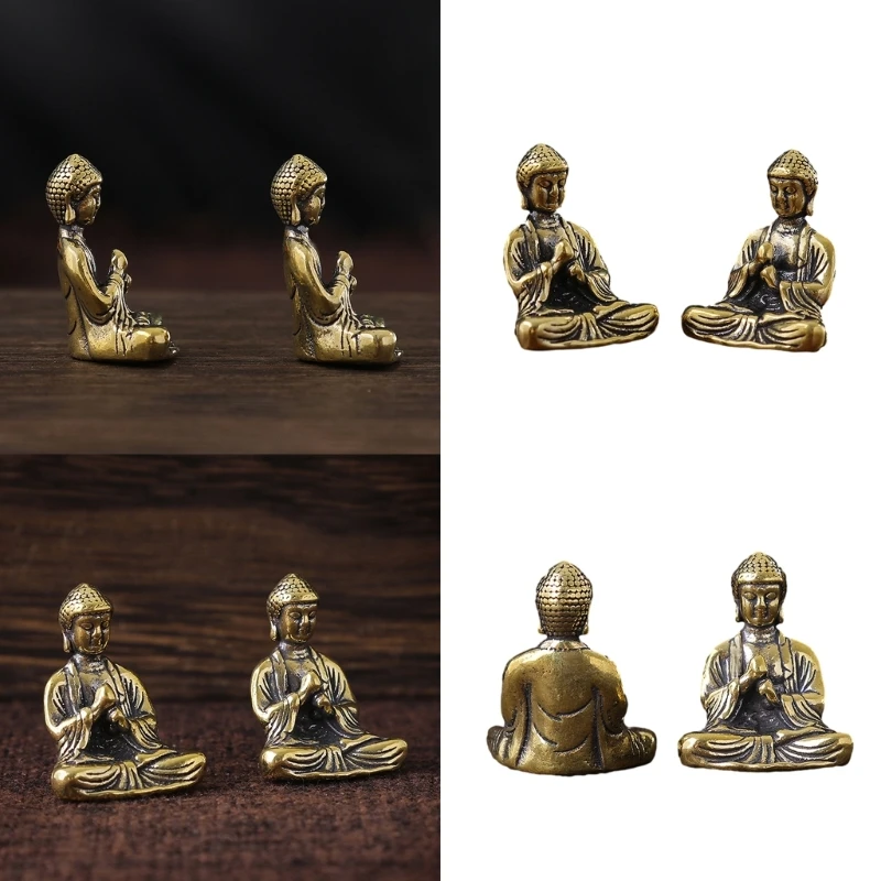 Bộ 10 Mini Tượng Phật Ngồi Phức Tạp Bằng Đồng Phật Giáo Trung Quốc Thủ Công Trang Sức Giọt