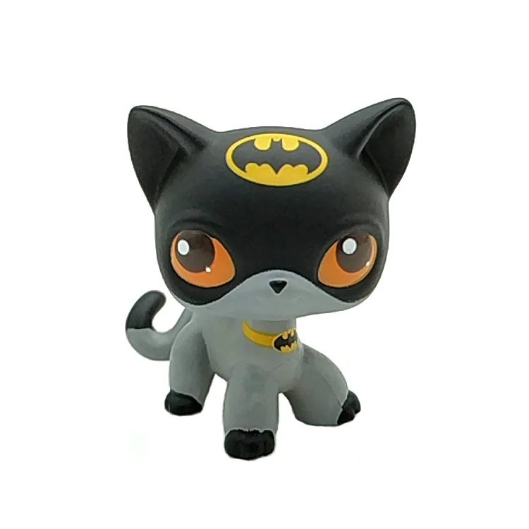 LPS Toys Tienda de mascotas rara OOAK # Figura pintada a mano SUPER HERO de gato negro gris 101 LPS
