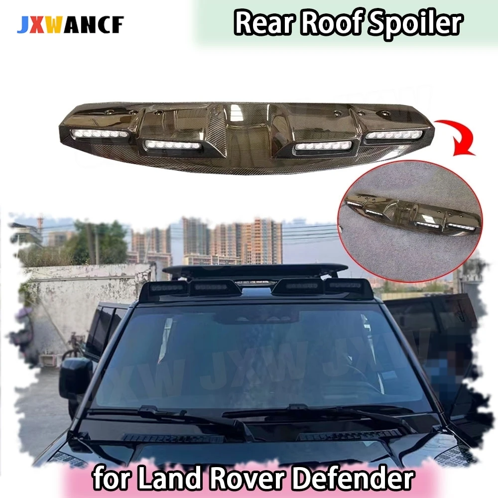 

JXWANCF Carbon Fiber Car 4-LENS Roof Lights Top Lights for Land Rover Defender Top Lights FRP Rear Roof Spoiler