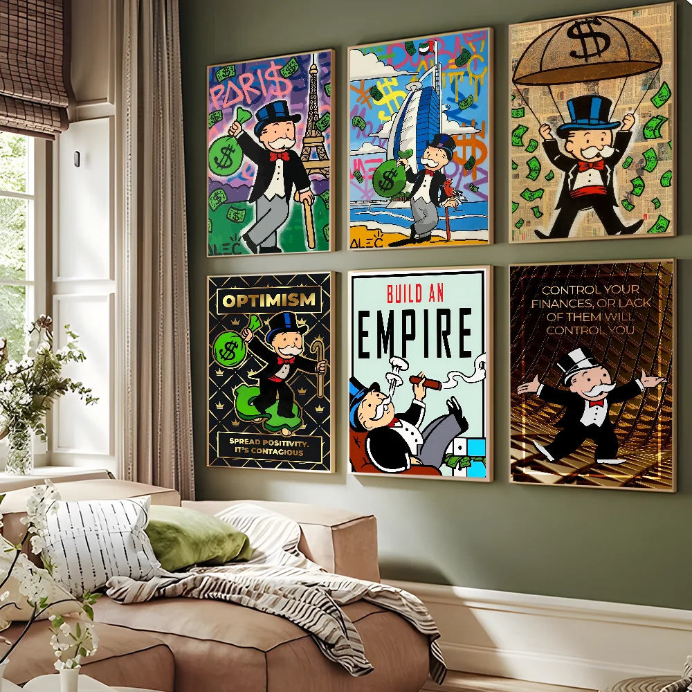 M-Monopoly M-Millionaire D-Dollar M-Money Self-adhesive Art Poster Whitepaper Sticker DIY Room Bar Cafe Wall Decor