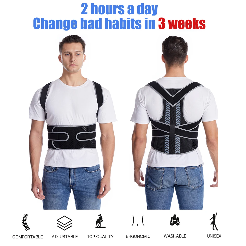 TIKE Back Brace Posture Corrector for Unisex Upper & Lower Back Pain Relief Adjustable & Fully Back Support Improve Back Posture