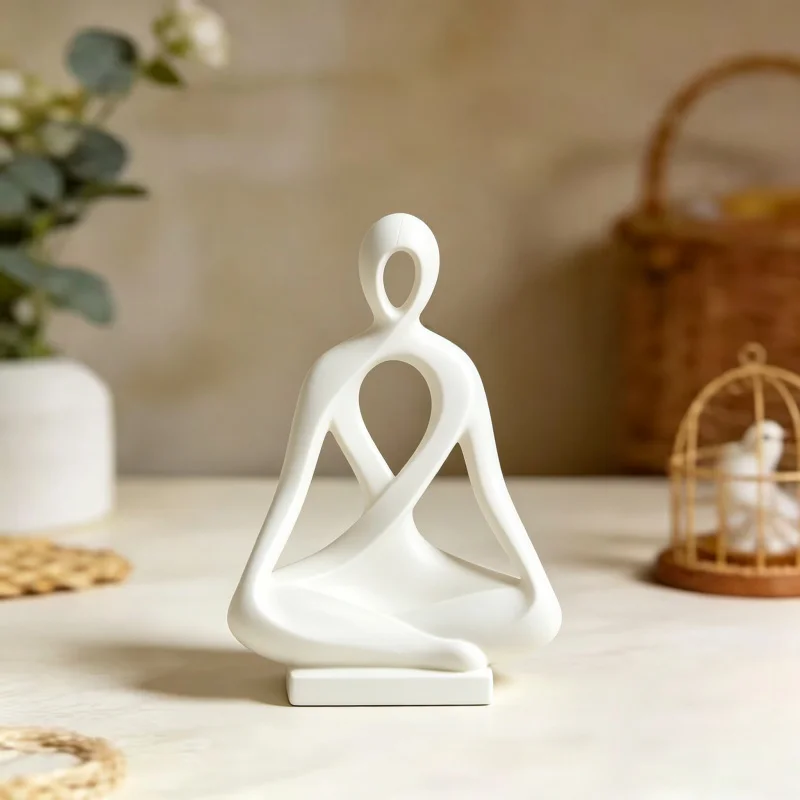 3D Printed Statue Abstract Thinker Figure Minimalist Faceless White Sculpture For Office Desk Bookshelf Home Decor