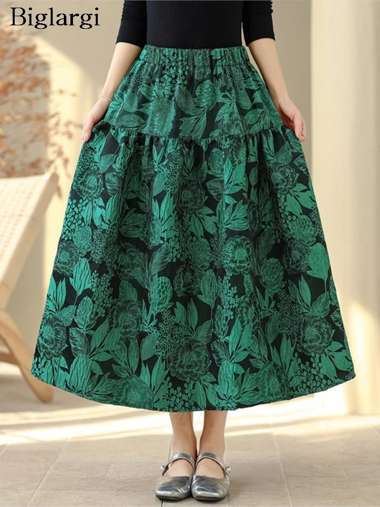

Негабаритная новая модная весенняя юбка с цветочным принтом, женские плиссированные повседневные свободные женские юбки, эластичная женская юбка с высокой талией 2026