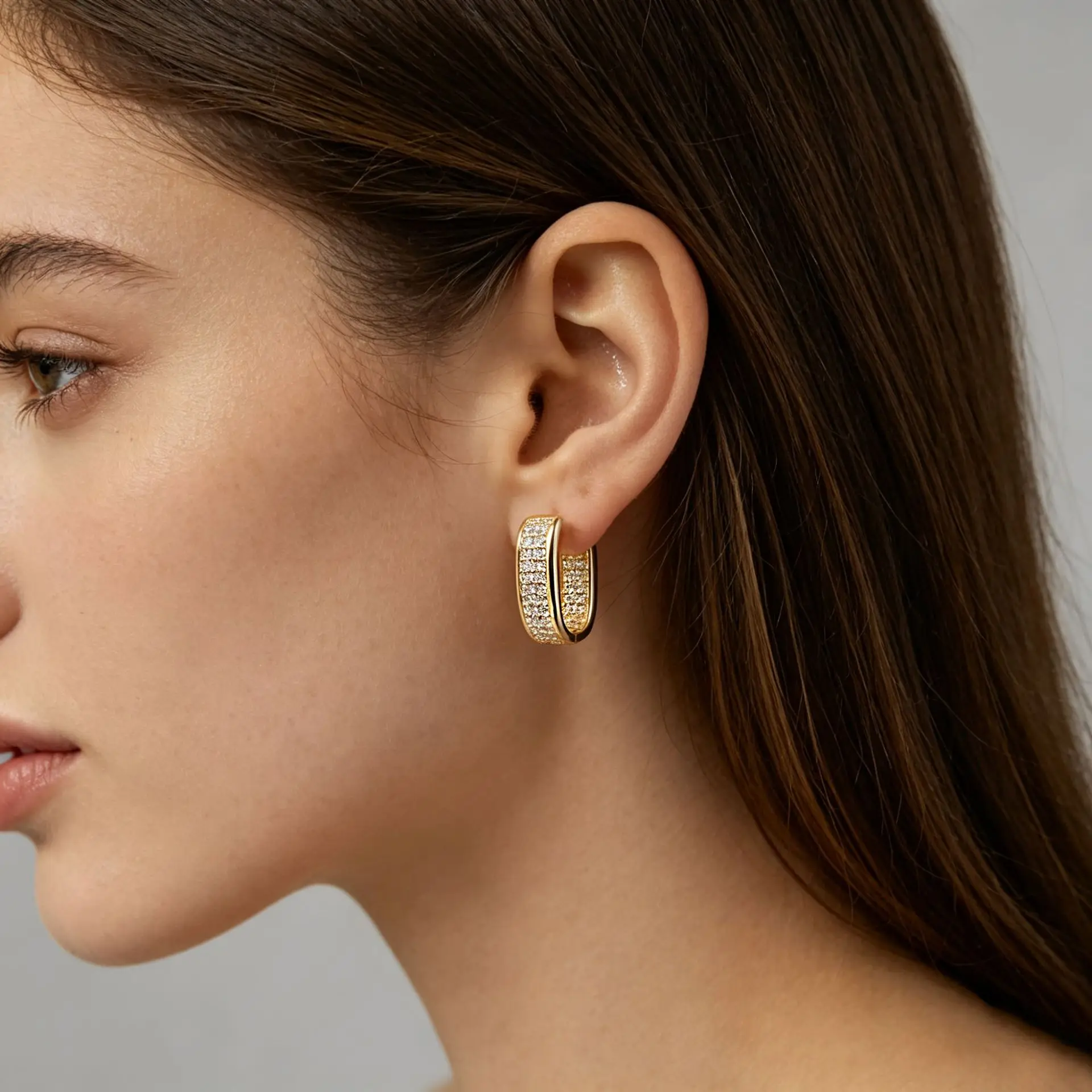 European and American Light Luxury Micro Inlaid Zircon Earrings for Women's Fashions Earrings and Accessories