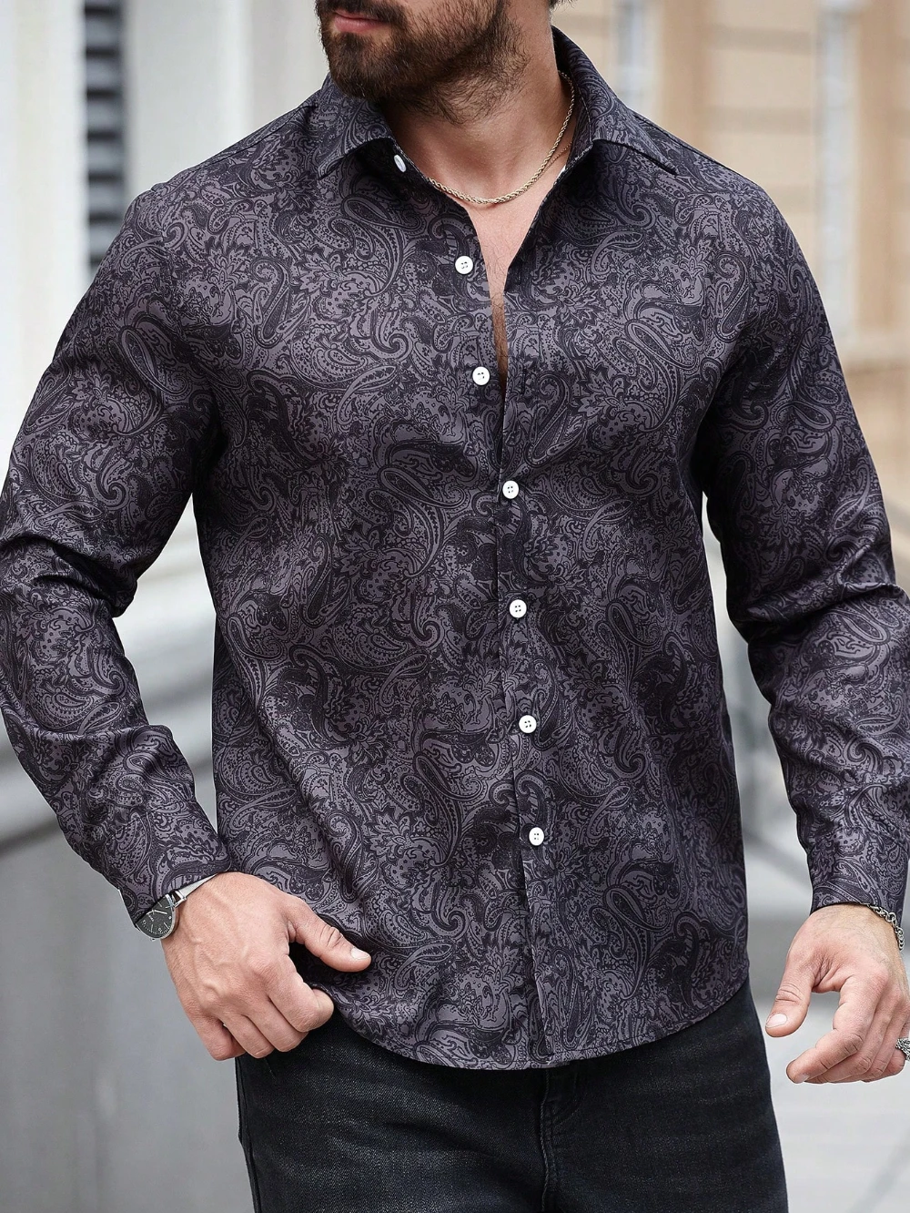 

Высококачественная мужская рубашка с 3D принтом, деловая повседневная рубашка в стиле ретро, осень 2024, модная рубашка с длинными рукавами и лацканами в стиле барок