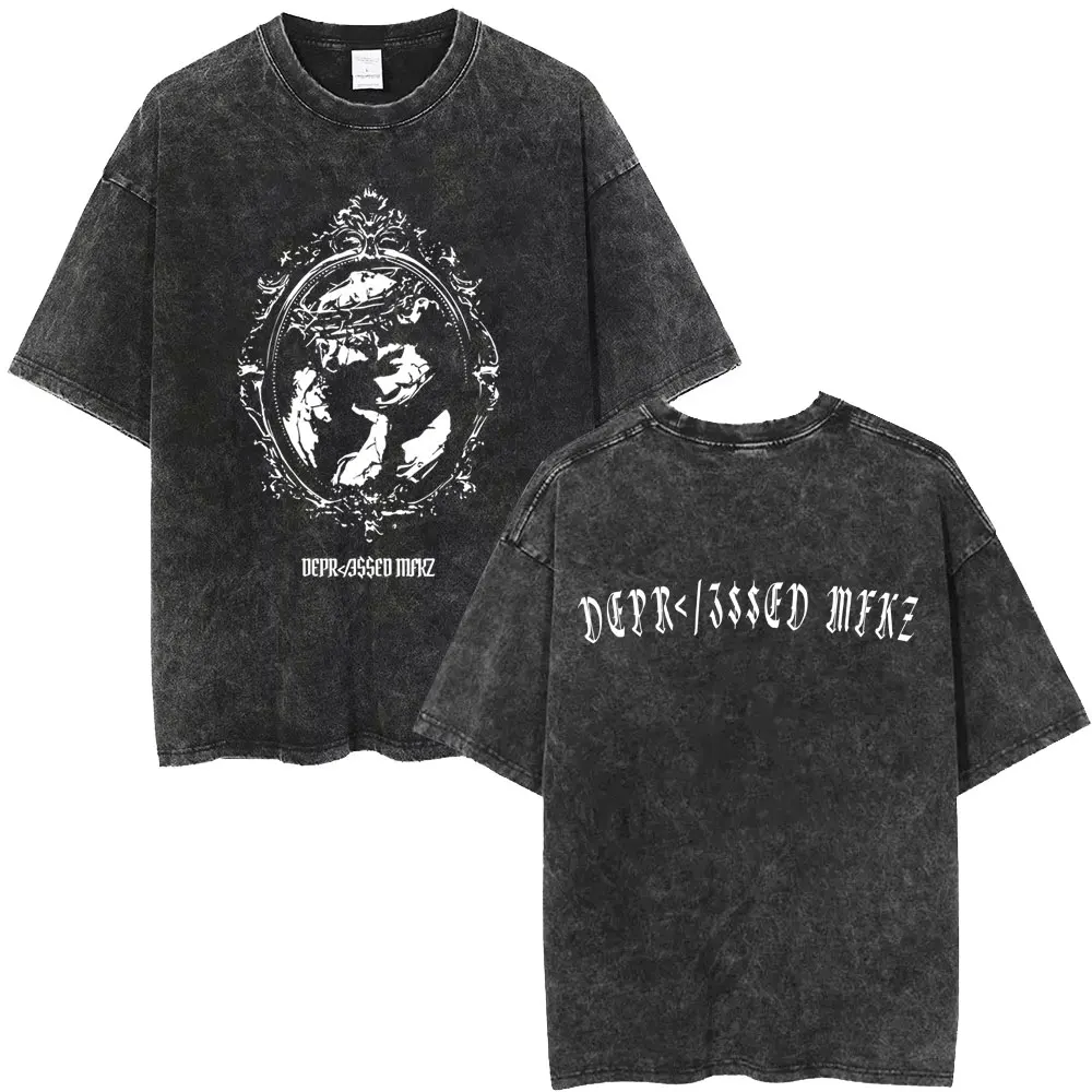 

Washed Vintage Junior H Sad Boyz Depressed Mfkr Album Graphic T-shirt Men Women Hip Hop Fashion T-shirts Male Oversized T Shirts
