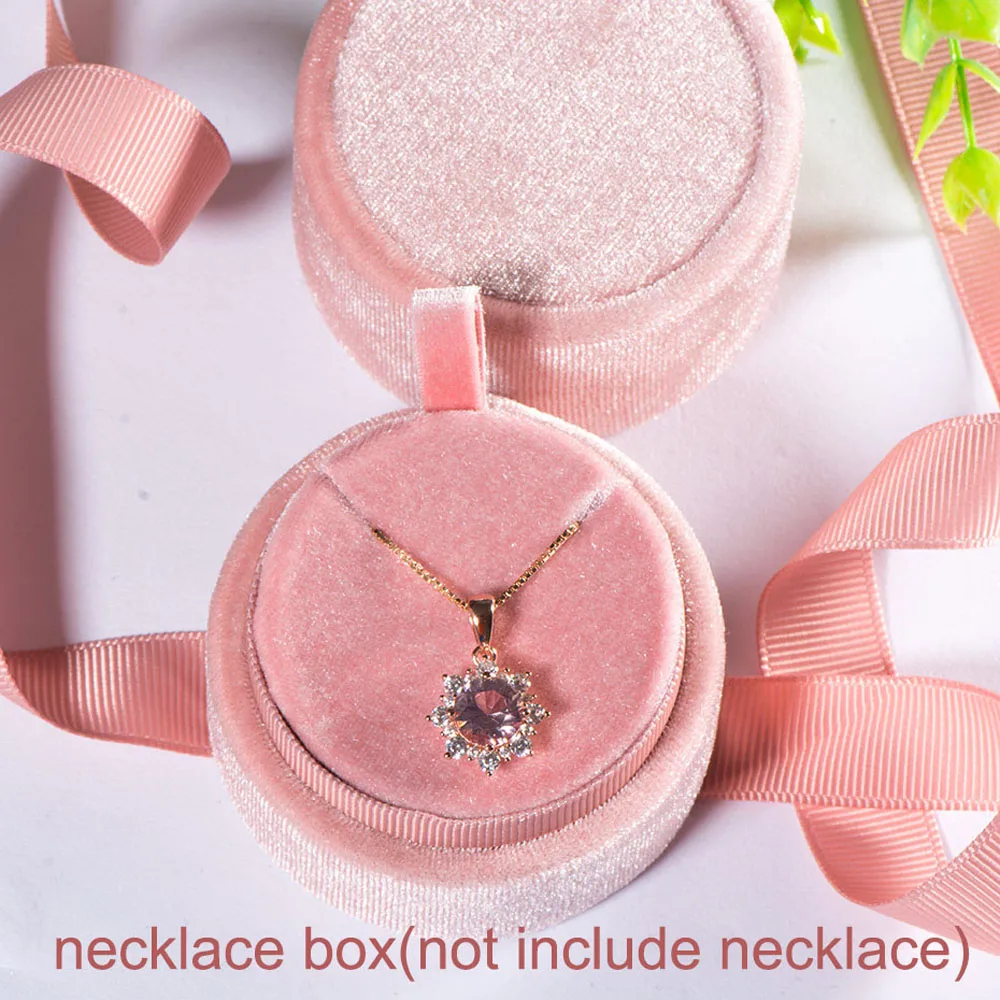 Pink Color Handmade Engagement  Ring Velvet Necklace Wedding Jewelry Display Fashion Accessories Jewelry Box Displays Box