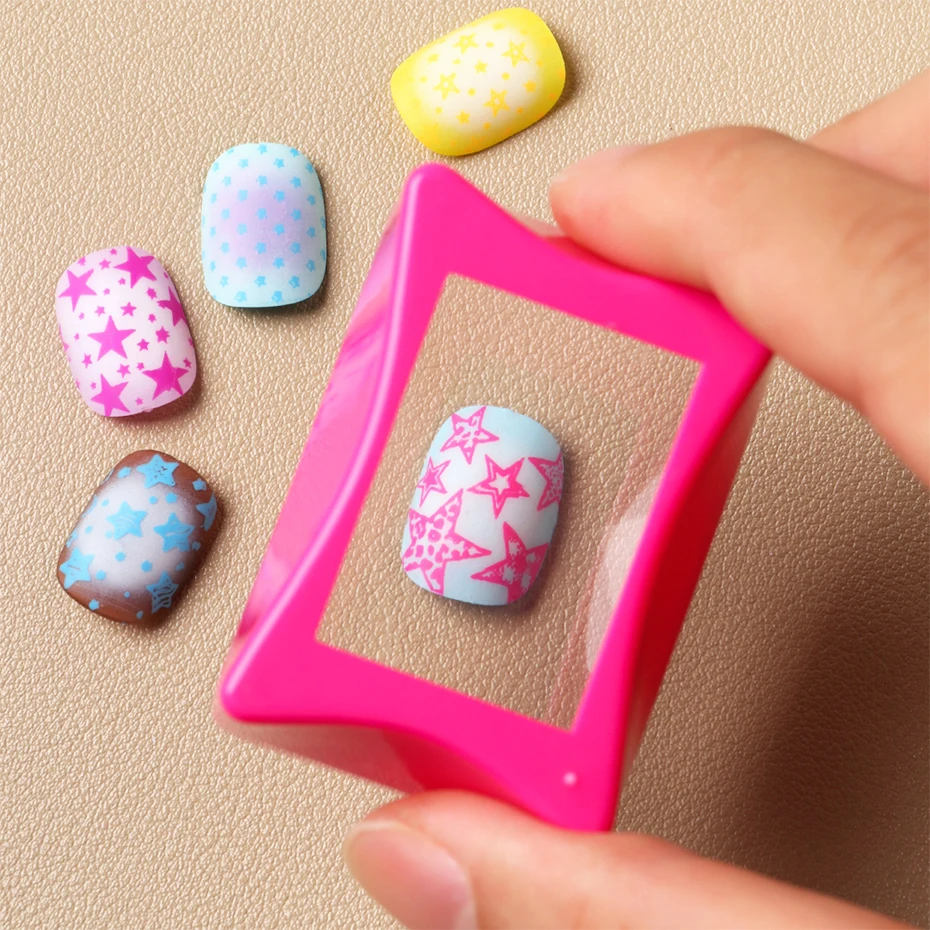 Rosa-gelber, abwischbarer, quadratischer, transparenter Nagelkunst-Silikonstempel mit Schaber, weiches Nageltransfer-Stempelwerkzeug, Maniküre-Zubehör – Detail 2