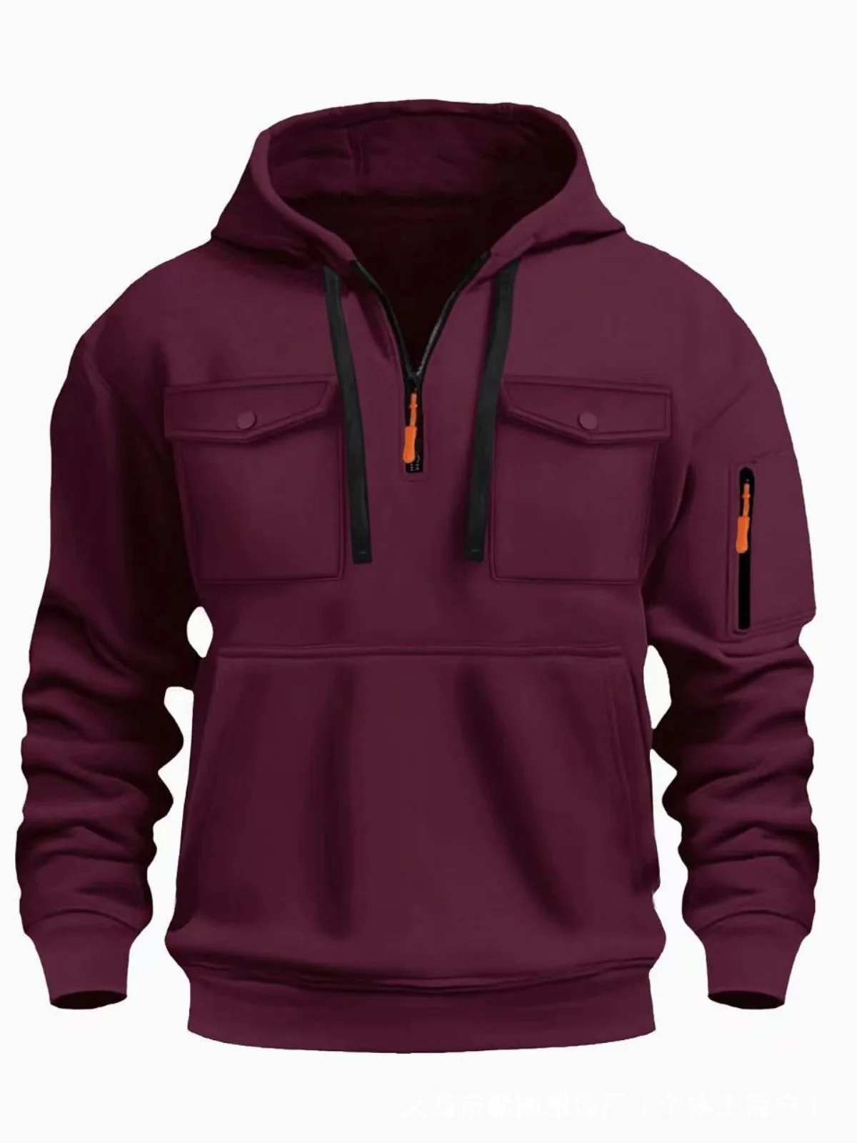 

Men's new winter casual hoodie - stylish multi-pocket plain-color zipper pullover hooded sweatshirt