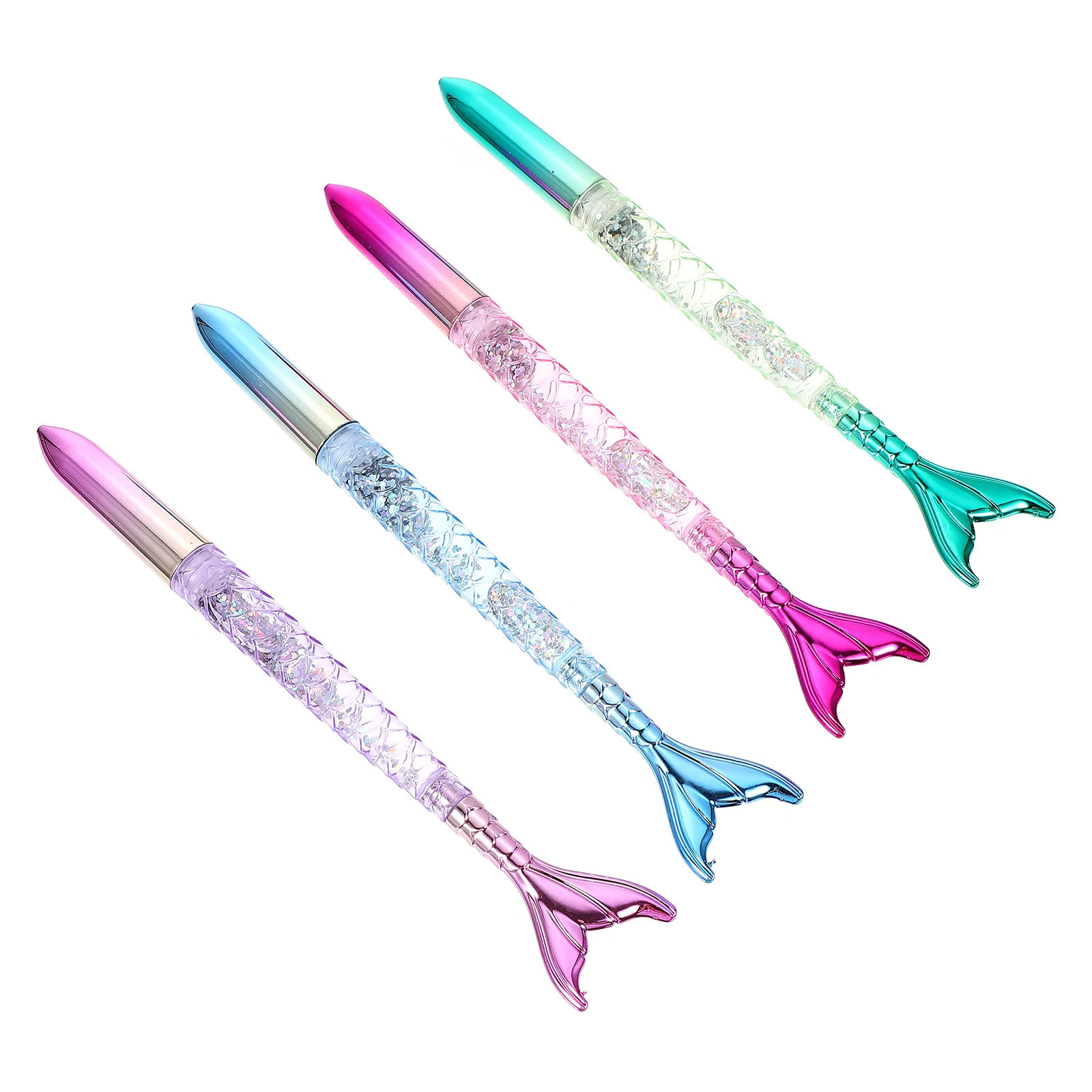 

4 Pcs Fish Tail Ink Pens Mermaid Ballpoint Student Gel Ball-point Pendant Fountain