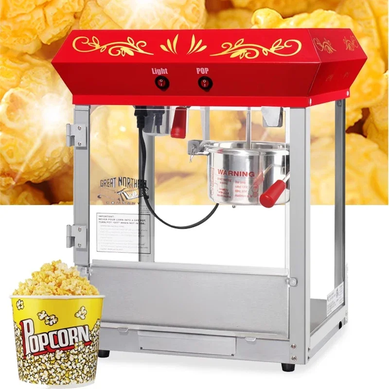 ماكينة صنع الفشار الأوتوماتيكية بالكامل 680 وات 8 أونصة ماكينة صنع الفشار على طراز كونترتوب عتيقة 680 وات