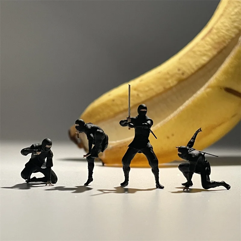 1/64 مقياس الراتنج نموذج الإبداعية اليابانية 4 شخصيات النينجا دييكاست سبيكة سيارة الديوراما المشهد اكسسوارات مجموعة مصغرة