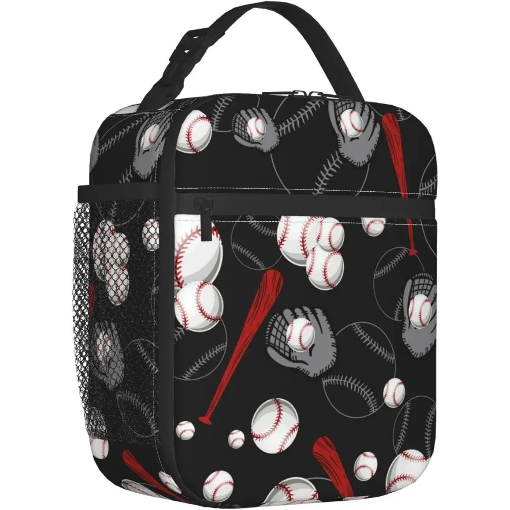 

Baseball Lunch Bag for Women Men Kids Leakproof Cooler Tote Bags Reusable Insulated Lunch Box for Office School Picnic Travel