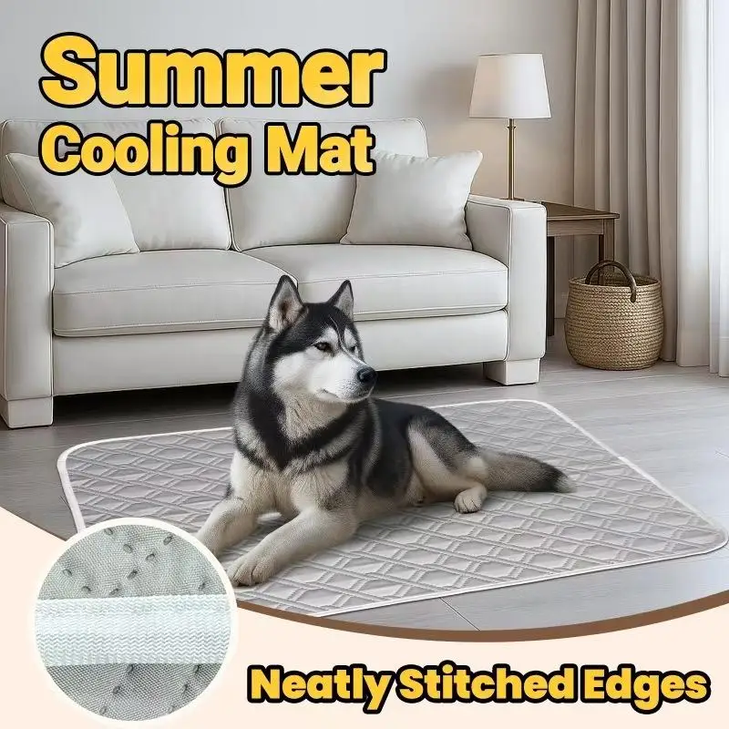 Pet Cooling Pad 1Pcs Washable Anti‑Slip Bottom Large Ice Mat Cooling Bed For Dog Cat Pets Summer Heat Dissipation