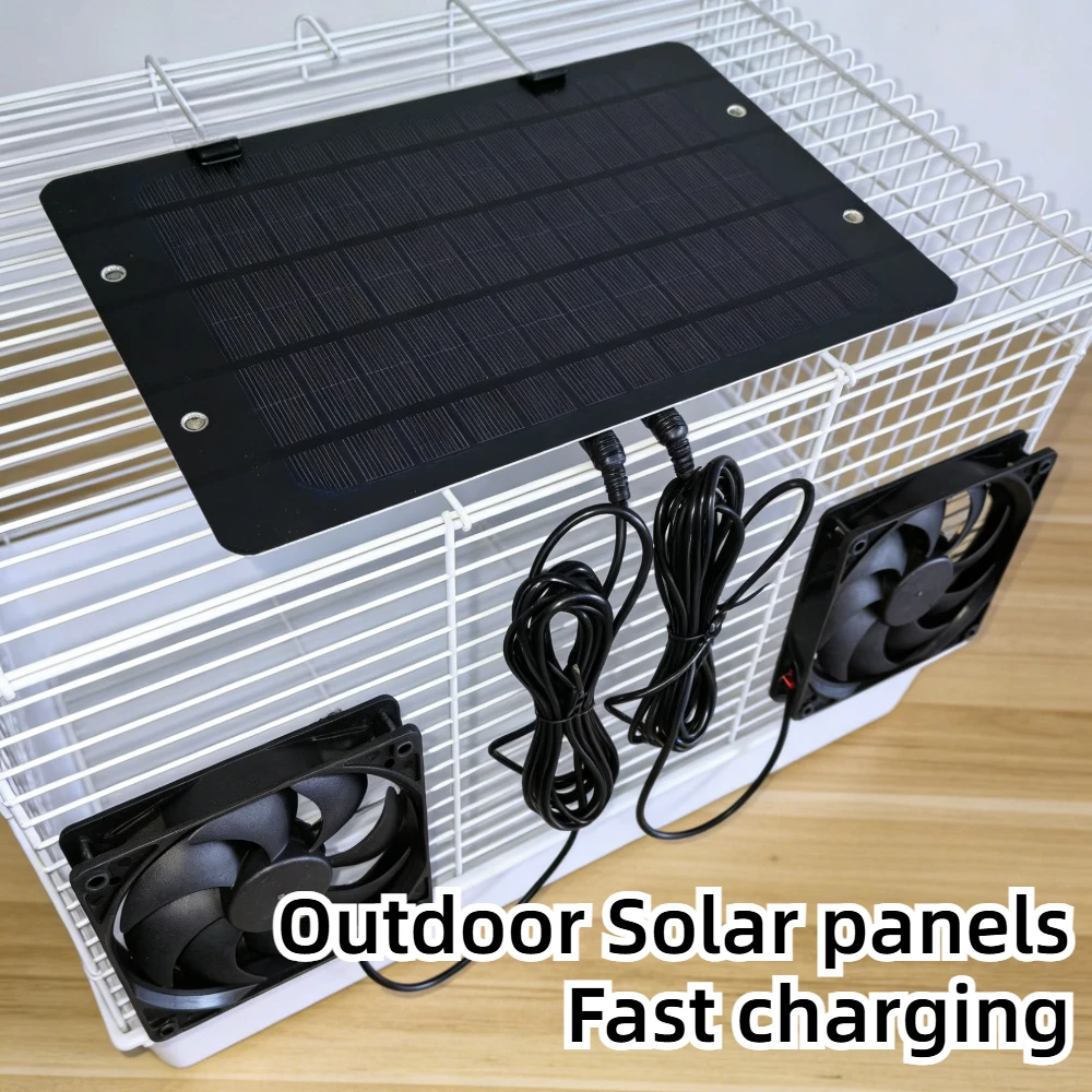 

10W Solar Powered Dual Exhaust Fan with 10W Solar Panel Waterproof Ventilation Fan for Greenhouse Shed Pet House RV Chicken Coop