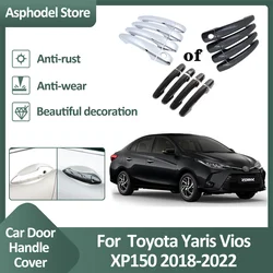 Car Door Handle Trim Cover For Toyota Yaris Facelift XP150 2018~2022 Exterior Luxury Chrome Sticker Smart Protective Accessories