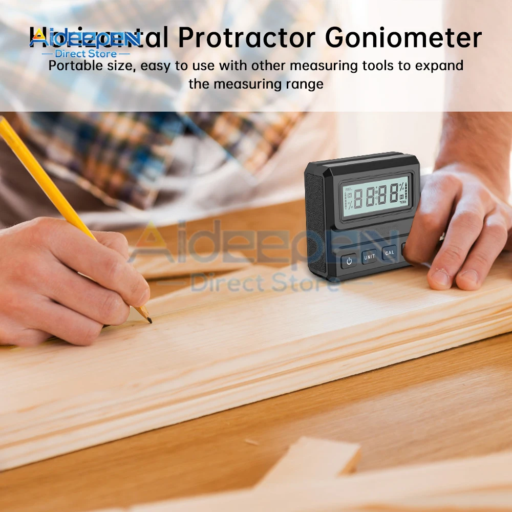 HT-300C LCD Digital Angle Gauge Magnetic Protractor Inclinometer Level Angle Finder Angle Cube Level Box With Magnes