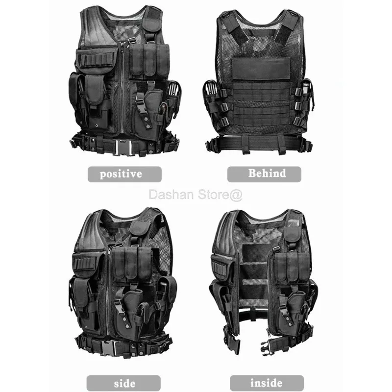 Molle Tactical Vest Military Combat Body Armor Vest Mesh Ventilate Security Hunting Army Outdoor CS Game Airsoft Training Jacket