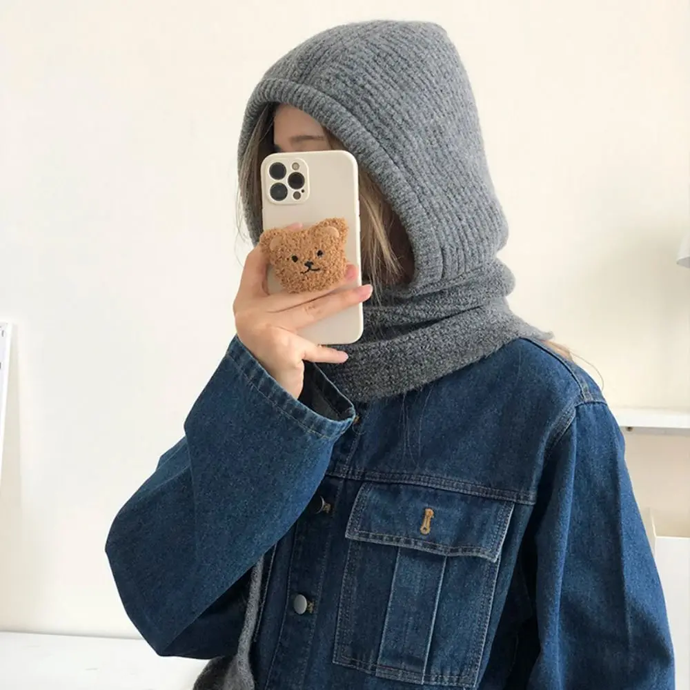 محبوك الشتاء بالاكلافا سميكة قطعة واحدة وشاح قبعة مقنعين قبعة الشتاء اكسسوارات الرقبة حماية وشاح Y2K نمط #3