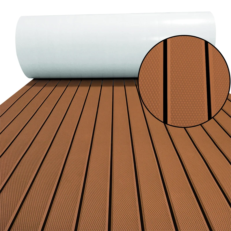 

2400*900*5mm Pressure Point EVA Boat Decking Sheet Faux Teak Flooring Mat for RV Trunk Fishing/kayak Self-adhesive Vehicle Pad