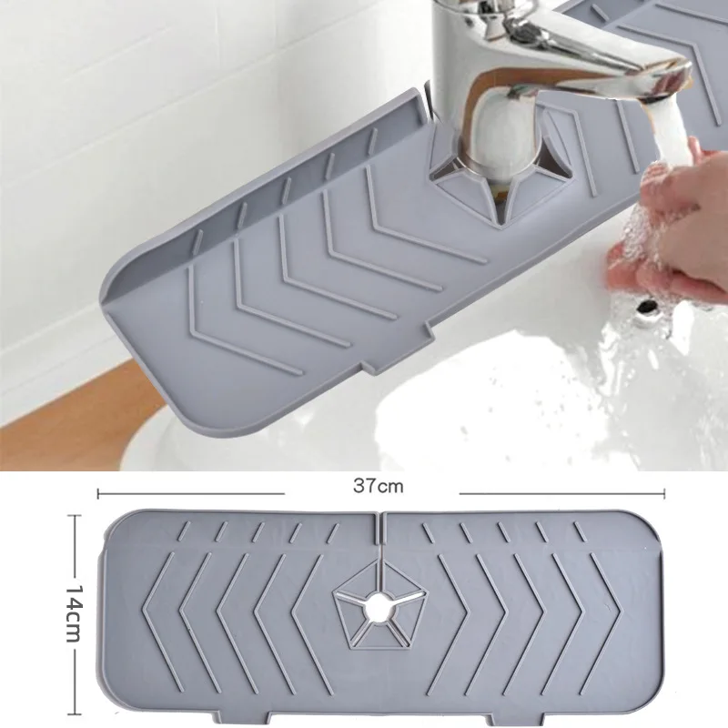 Kitchen Silicone Faucet Mat Sink Splash Guard Faucet Drainage Mat Drying Pad Kitchen Bathroom Countertop Protection Mat 3 Colors