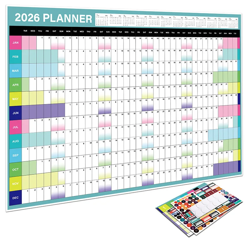 2026 New English Simple Table Calendar poster Paper big Calendar Dual Daily Scheduler Planner Yearly Agenda Office Plan