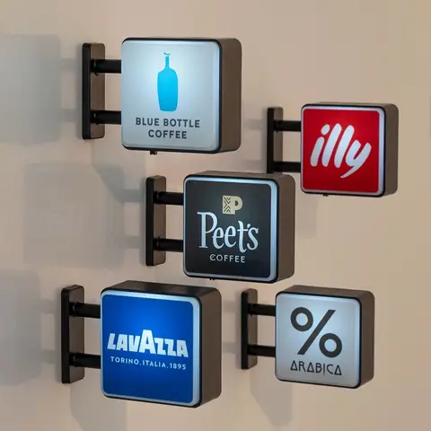World Classic Coffee Brands Light Sign Refrigerator Magnet Coffee Machine Decor Lavassa Coffee Illy Coffee Peet's Coffee