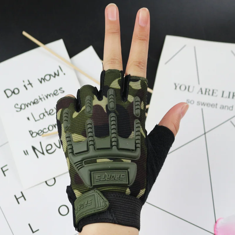 Children\'s Cycling Tactical Gloves Kids Exercise Half-Finger Protective Gloves Boys Girl Bicycle Camping Anti-slip Sports Gloves