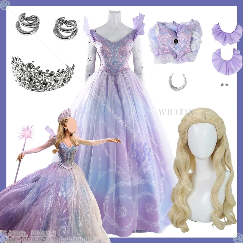 

Костюм для косплея Glinda, синий, фиолетовый, с градиентом, в стиле фэнтези, кружевное длинное платье принцессы, аниме, фильм Wickedd 2, милая Лолита, вечеринка на Хэллоуин