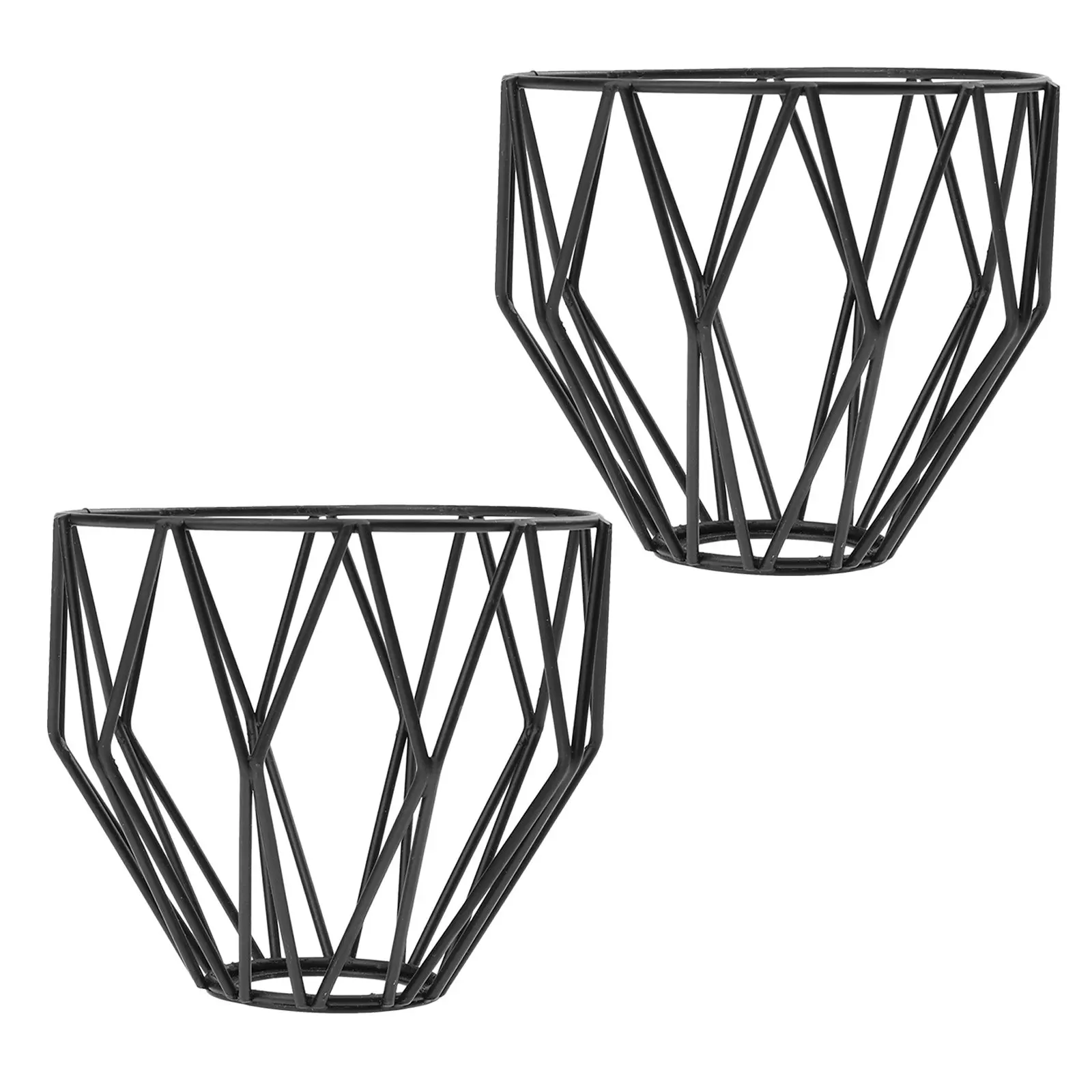 2Pcs Iron Black Wire Cage Lampshades Industrial Vintage Pendant Light Shades Rustic Decorative Metal Cage Lamps for Living Room