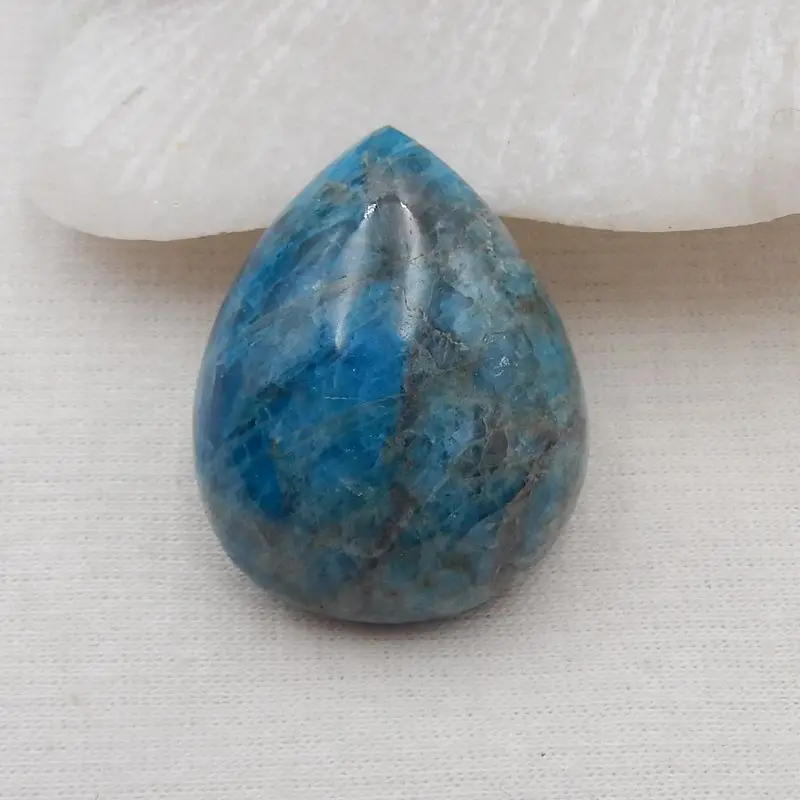 Natural Stone Blue Apatite Crystal Water Droplet Cabochon 31x25x11mm 15g Beautiful Jewelry Necklace Accessory